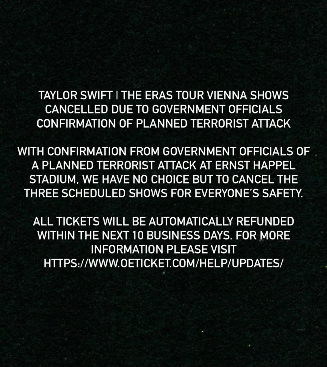 Organizer cancels all 3 Taylor Swift concerts in Austria due to terror threat